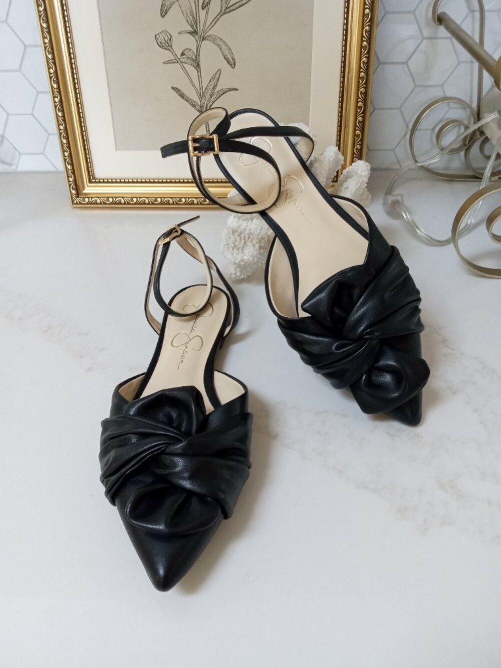 NEW! JESSICA SIMPSON Carmie BLACK BOW ANKLE SANDAL